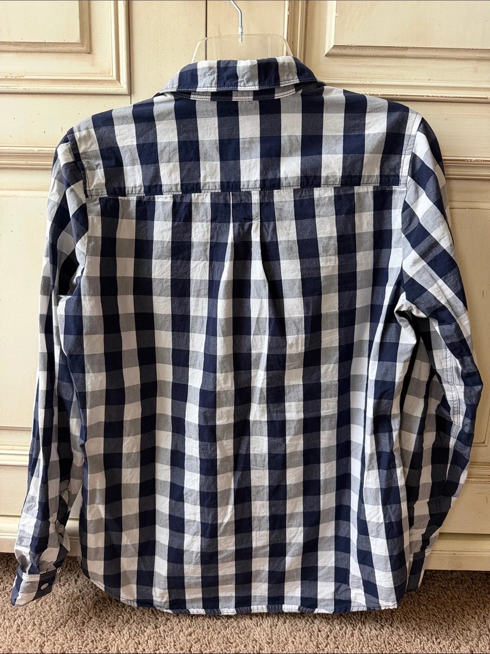 Banana Republic Navy and White Gingham Button-Down Shirt